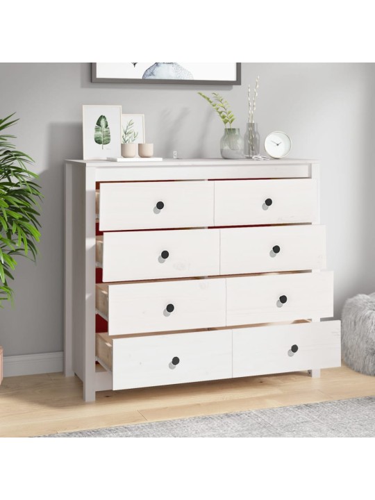 Odkládací skříňka bílá 100 x 40 x 90 cm masivní borové dřevo