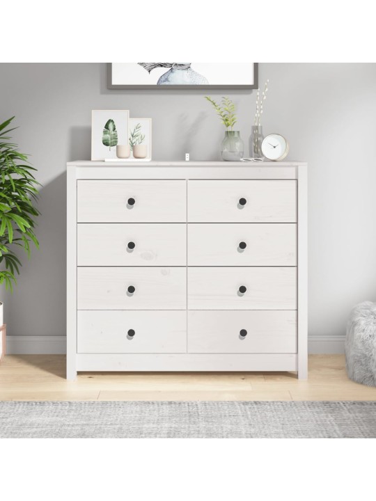 Odkládací skříňka bílá 100 x 40 x 90 cm masivní borové dřevo