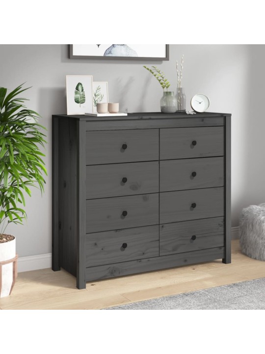 Odkládací skříňka šedá 100 x 40 x 90 cm masivní borové dřevo