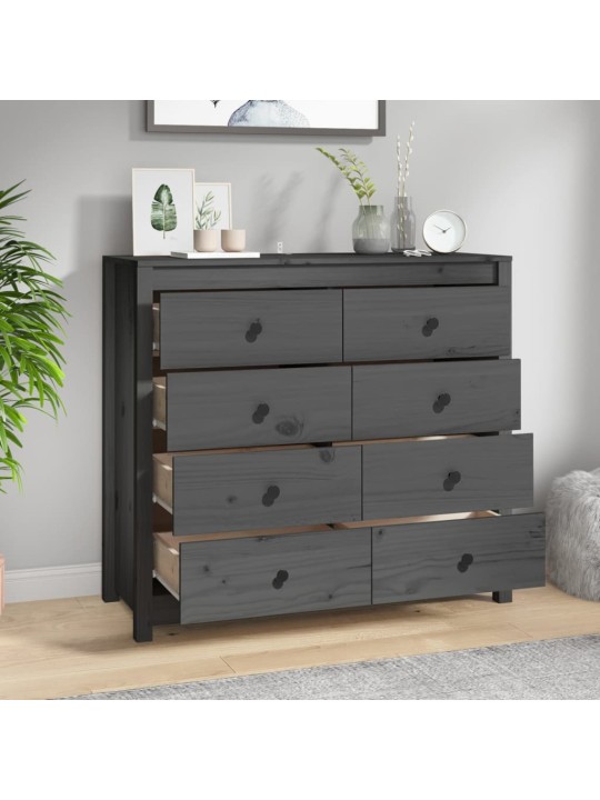 Odkládací skříňka šedá 100 x 40 x 90 cm masivní borové dřevo