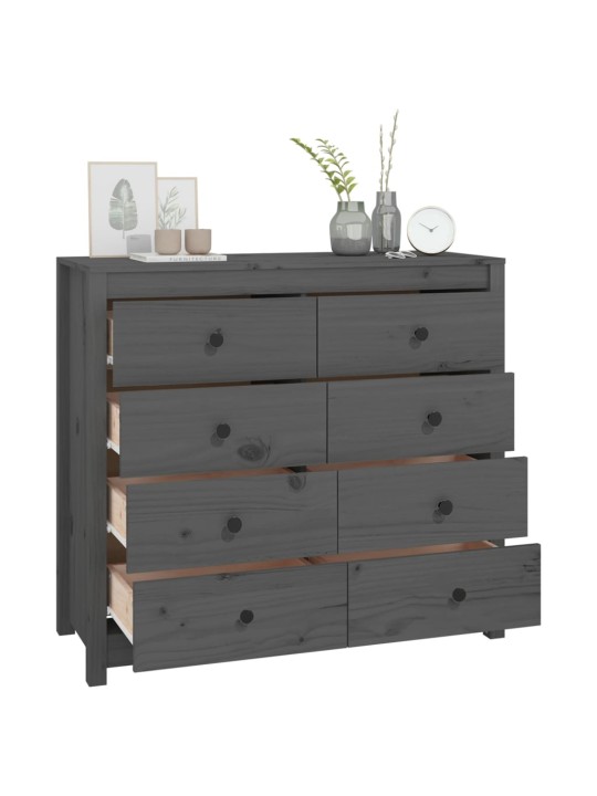 Odkládací skříňka šedá 100 x 40 x 90 cm masivní borové dřevo
