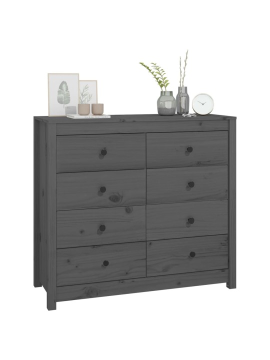 Odkládací skříňka šedá 100 x 40 x 90 cm masivní borové dřevo