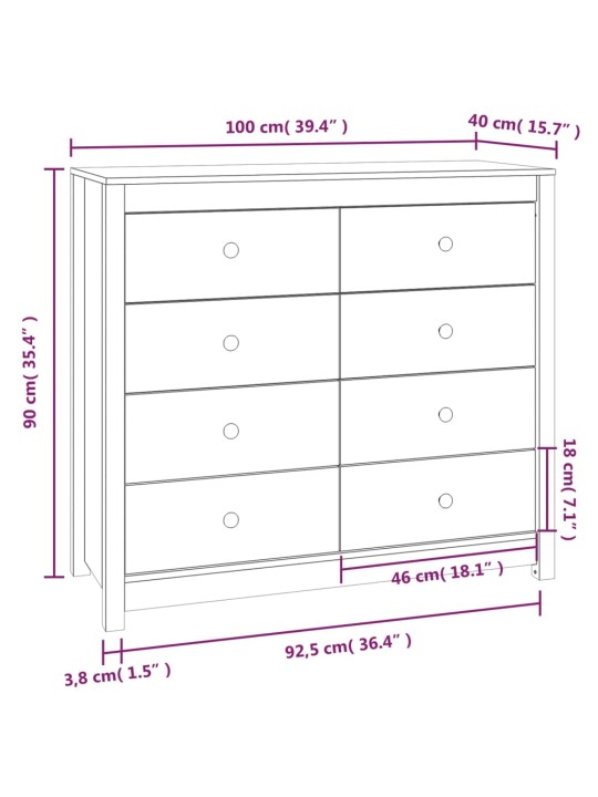 Odkládací skříňka šedá 100 x 40 x 90 cm masivní borové dřevo