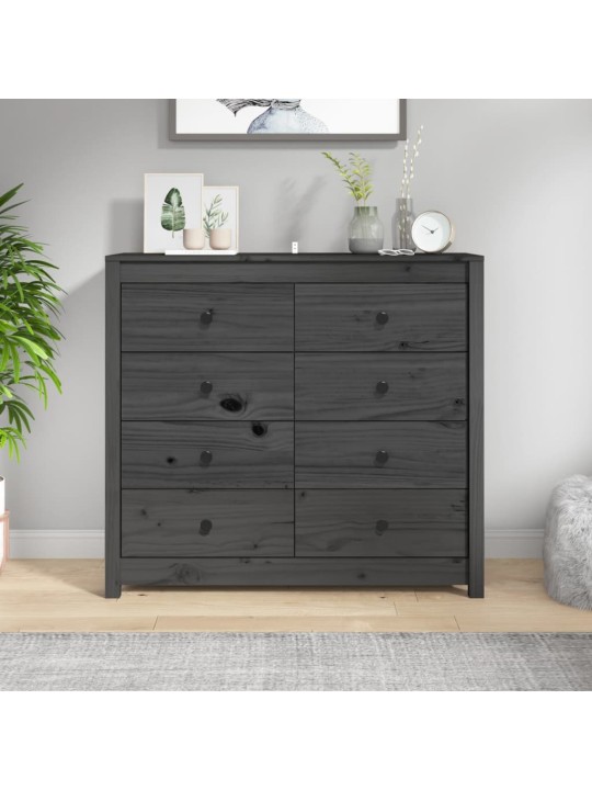 Odkládací skříňka šedá 100 x 40 x 90 cm masivní borové dřevo