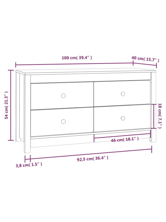 TV skříňka medově hnědá 100x40x54 cm masivní borové dřevo