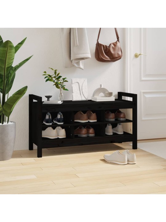 Lavice do předsíně černá 110x40x60 cm masivní borovice