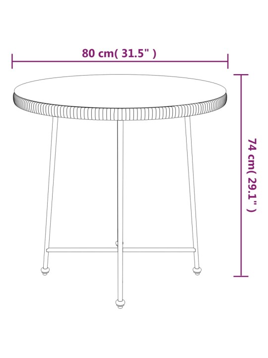 Jídelní stůl černý Ø 80 cm tvrzené sklo a ocel