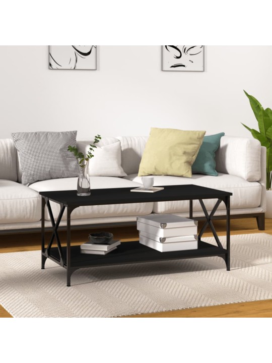 Konferenční stolek černý 100x50x45 cm kompozitní dřevo a železo