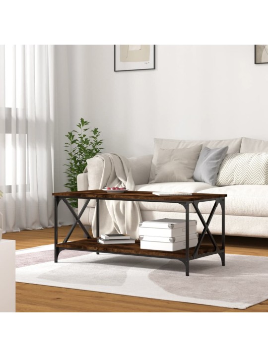Konferenční stolek kouřový dub 100x50x45 cm kompozit a železo