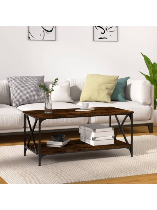 Konferenční stolek kouřový dub 100x50x45 cm kompozit a železo