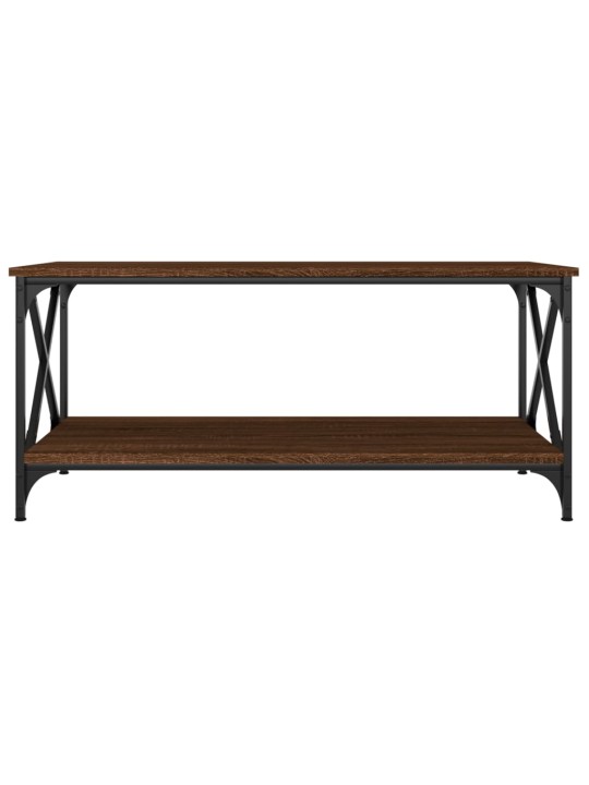 Konferenční stolek hnědý dub 100 x 50 x 45 cm kompozit a železo