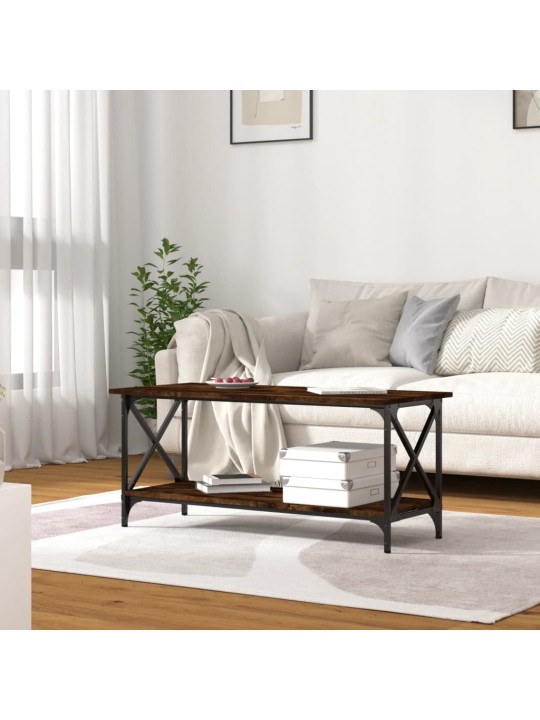 Konferenční stolek kouřový dub 100x45x45 cm kompozit a železo