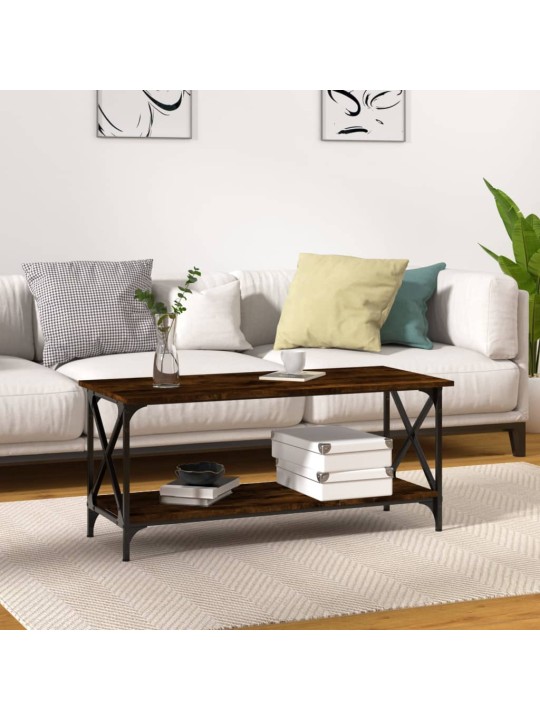 Konferenční stolek kouřový dub 100x45x45 cm kompozit a železo