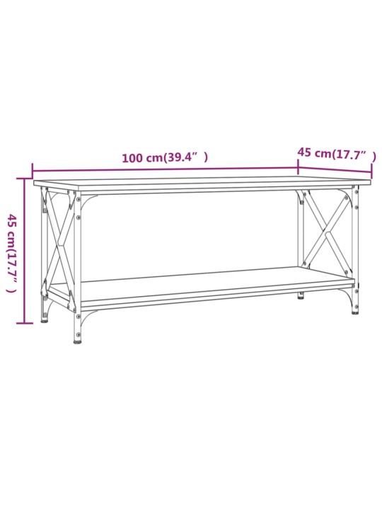 Konferenční stolek šedý sonoma 100x45x45 cm kompozit a železo
