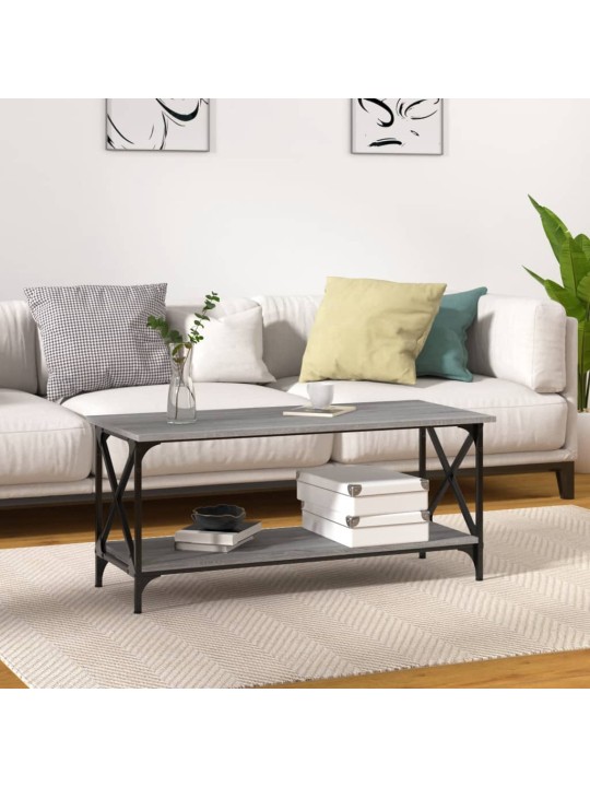 Konferenční stolek šedý sonoma 100x45x45 cm kompozit a železo