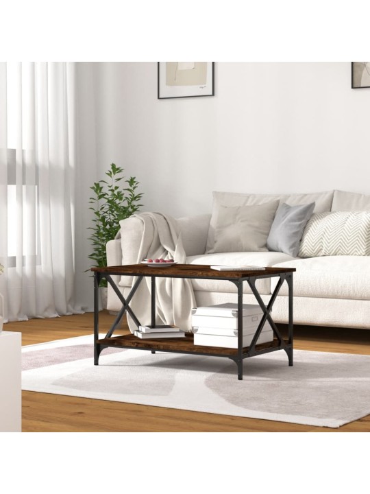 Konferenční stolek kouřový dub 80x50x45 cm kompozit a železo