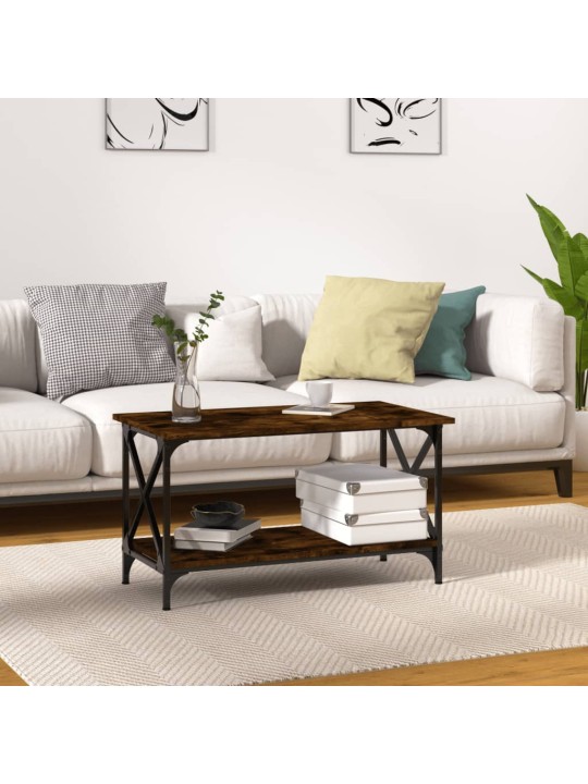 Konferenční stolek kouřový dub 80x45x45 cm kompozit a železo