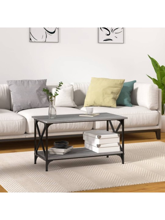 Konferenční stolek šedý sonoma 80x45x45 cm kompozit a železo