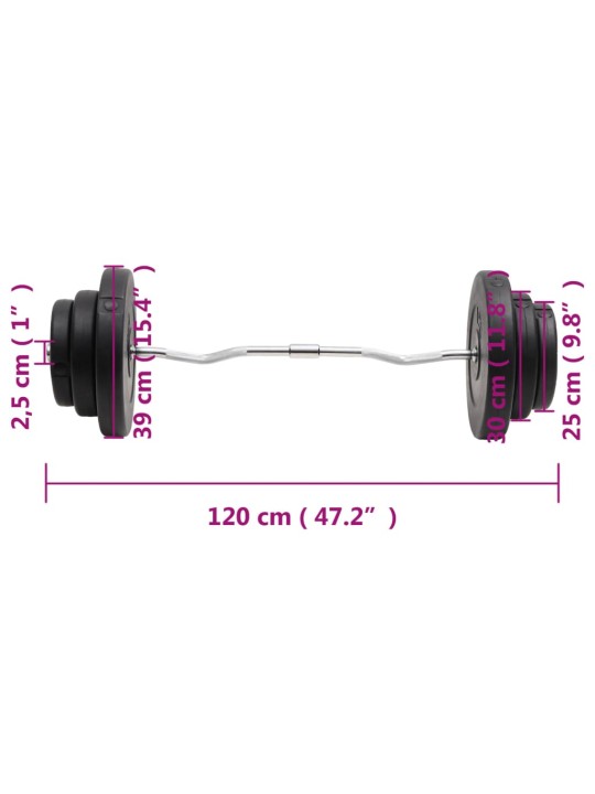 Zakřivená tyč se závažím 60 kg