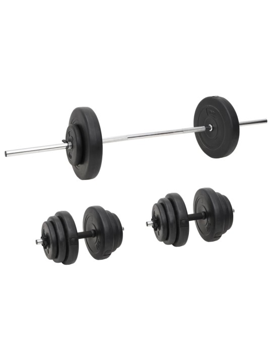 Sada obouruční a jednoručních činek se závažím 60 kg