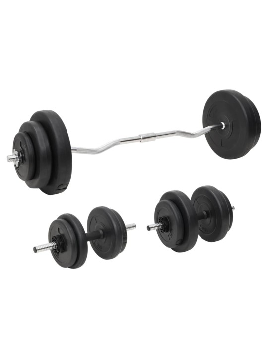 Sada obouruční a jednoručních činek se závažím 60 kg