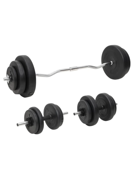 Sada obouruční a jednoručních činek se závažím 60 kg