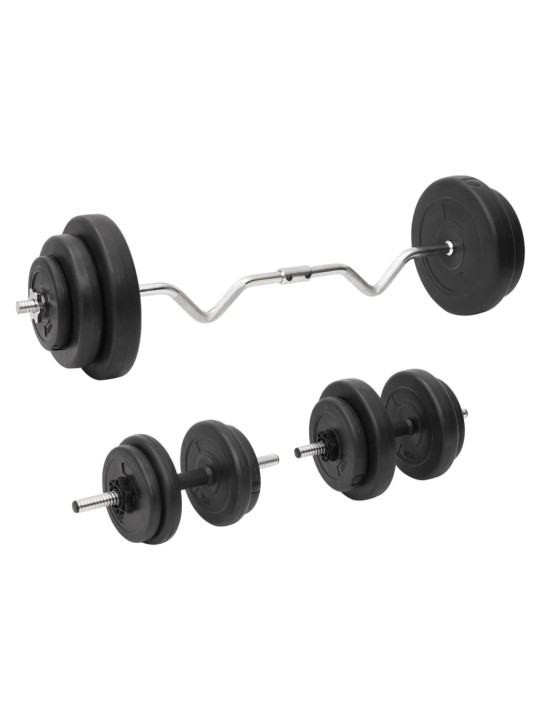 Sada lomené obouruční a jednoručních činek se závažím 60 kg