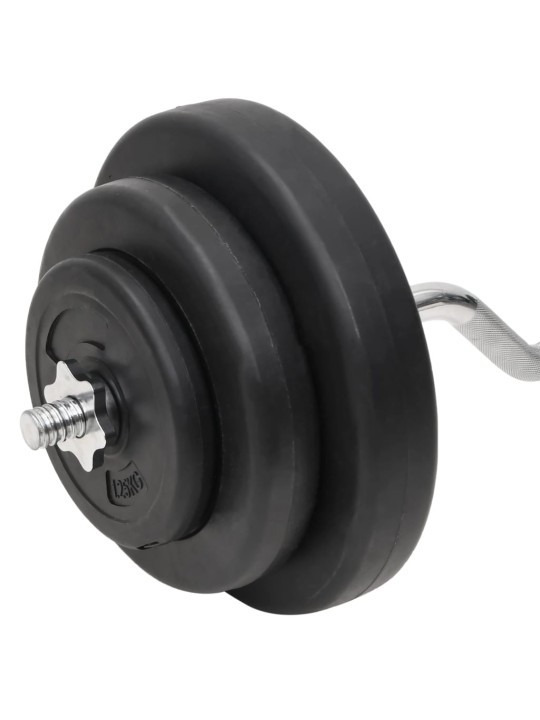 Sada lomené obouruční a jednoručních činek se závažím 60 kg