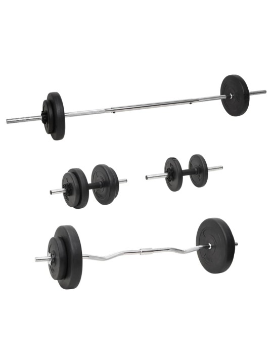 Sada obouruční a jednoručních činek se závažím 60 kg