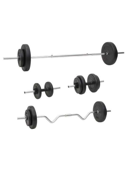 Sada obouruční a jednoručních činek se závažím 60 kg