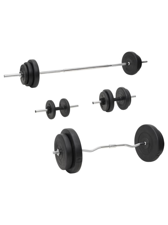 Sada obouruční a jednoručních činek se závažím 90 kg