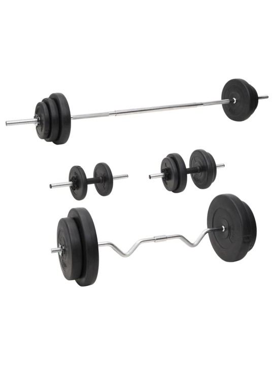 Sada obouruční a jednoručních činek se závažím 90 kg