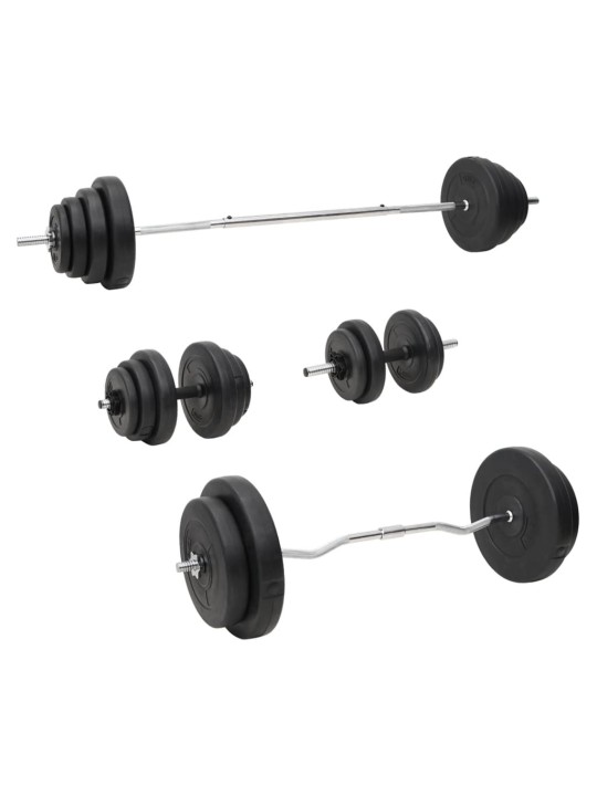 Sada obouruční a jednoručních činek se závažím 120 kg
