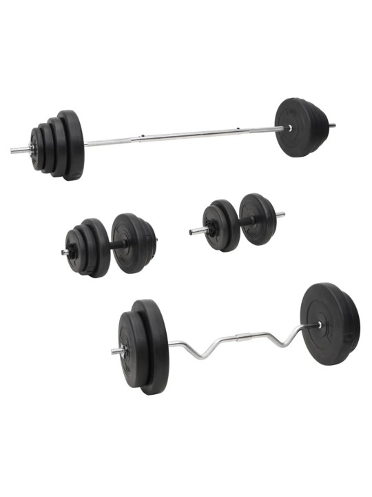 Sada obouruční a jednoručních činek se závažím 120 kg