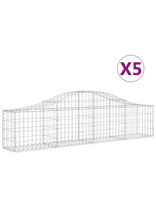 Klenuté gabionové koše 5 ks 200x30x40/60 cm pozinkované železo