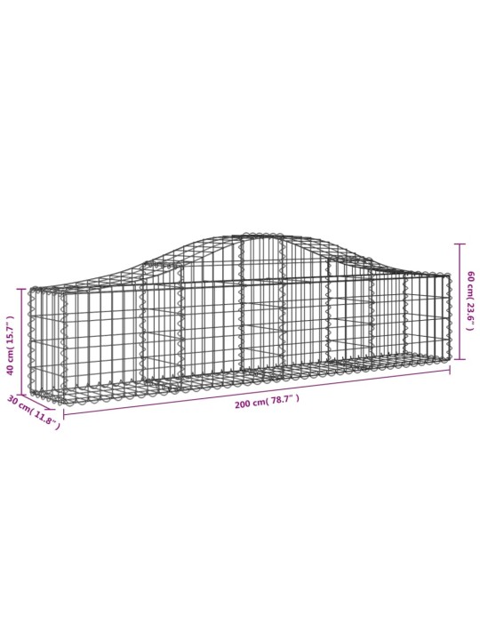 Klenuté gabionové koše 5 ks 200x30x40/60 cm pozinkované železo