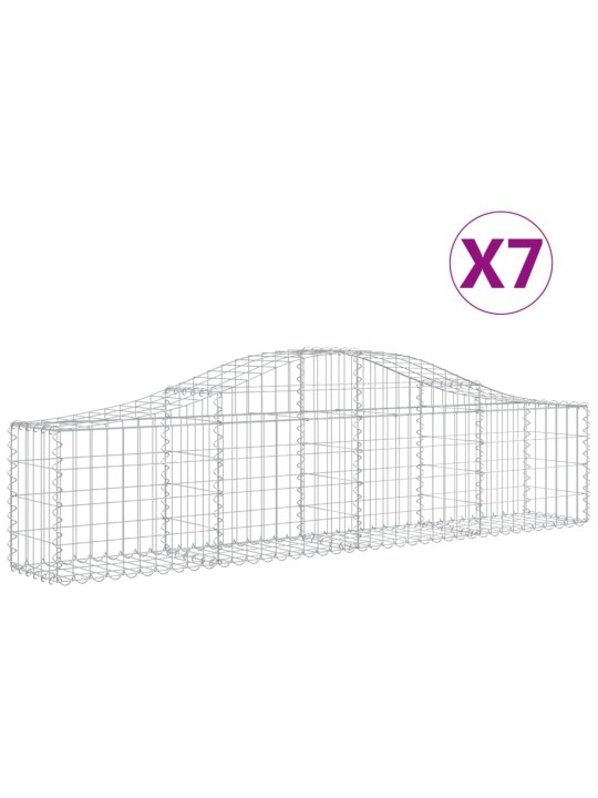 Klenuté gabionové koše 7 ks 200x30x40/60 cm pozinkované železo