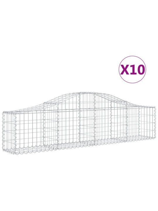 Klenuté gabionové koše 10 ks 200x30x40/60 cm pozinkované železo