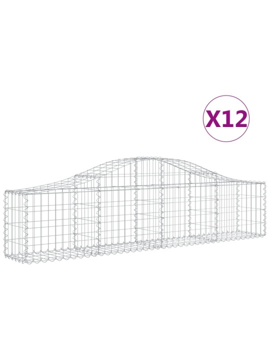 Klenuté gabionové koše 12 ks 200x30x40/60 cm pozinkované železo