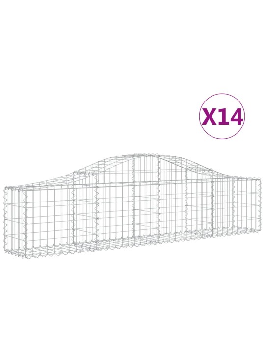 Klenuté gabionové koše 14 ks 200x30x40/60 cm pozinkované železo