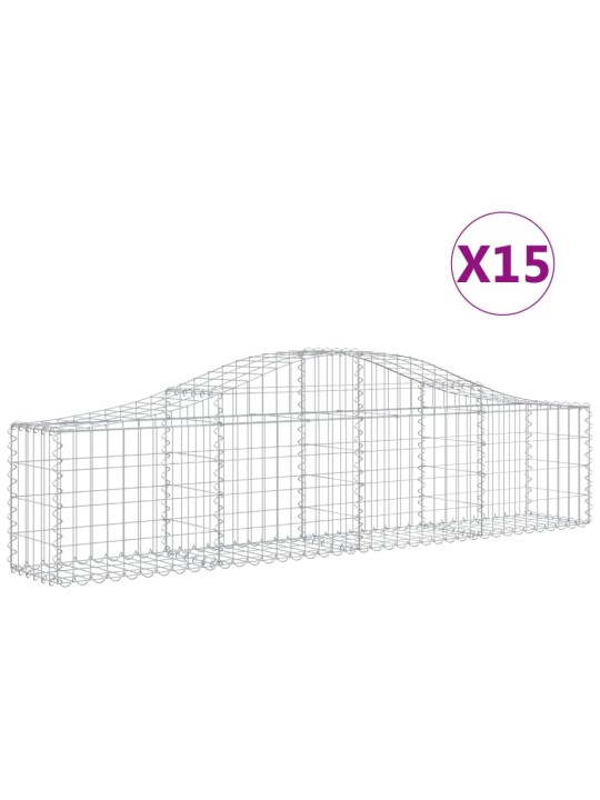 Klenuté gabionové koše 15 ks 200x30x40/60 cm pozinkované železo