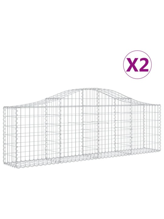 Klenuté gabionové koše 2 ks 200x30x60/80 cm pozinkované železo