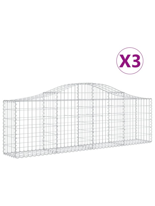 Klenuté gabionové koše 3 ks 200x30x60/80 cm pozinkované železo