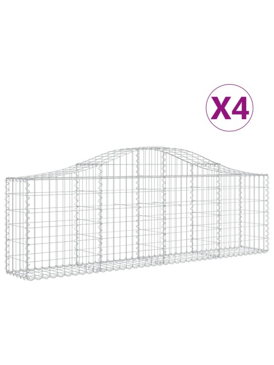 Klenuté gabionové koše 4 ks 200x30x60/80 cm pozinkované železo