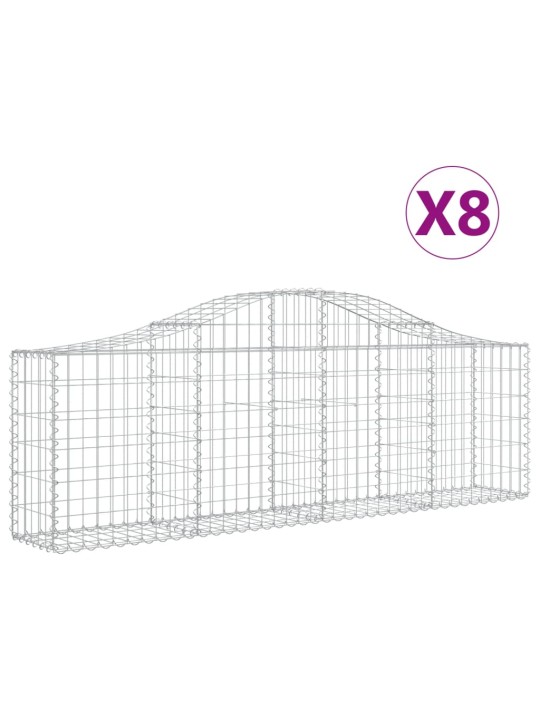 Klenuté gabionové koše 8 ks 200x30x60/80 cm pozinkované železo