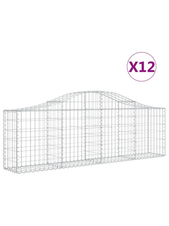 Klenuté gabionové koše 12 ks 200x30x60/80 cm pozinkované železo