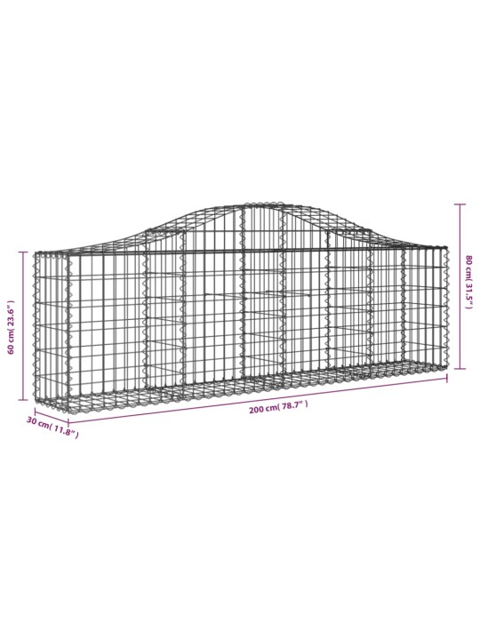 Klenuté gabionové koše 13 ks 200x30x60/80 cm pozinkované železo