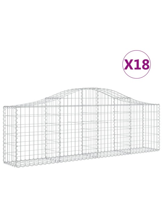 Klenuté gabionové koše 18 ks 200x30x60/80 cm pozinkované železo