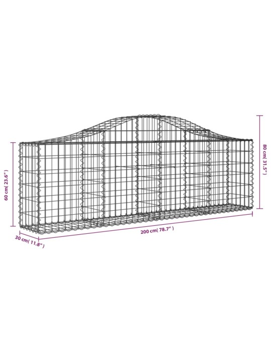 Klenuté gabionové koše 18 ks 200x30x60/80 cm pozinkované železo