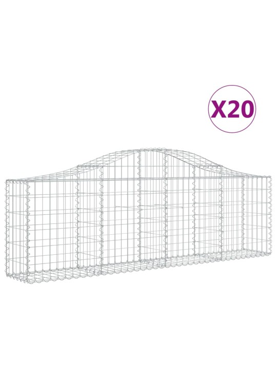 Klenuté gabionové koše 20 ks 200x30x60/80 cm pozinkované železo